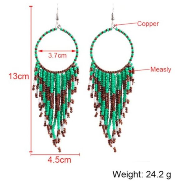 Bohemian Beads Tassel Earrings - Picture 11 of 11